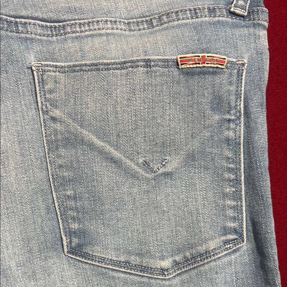 Hudson Jeans Cropped Blue Boyfriend Distressed Denim - Picture 7 of 8